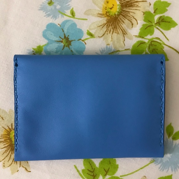 Hand Crafted Baby Blue and Black Wallet Minimalist Design - Picture 5 of 5